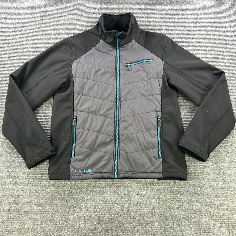 Cinch Bonded Hybrid Jacket Black Gray Full‎ Zip Mens Large Western Workwear